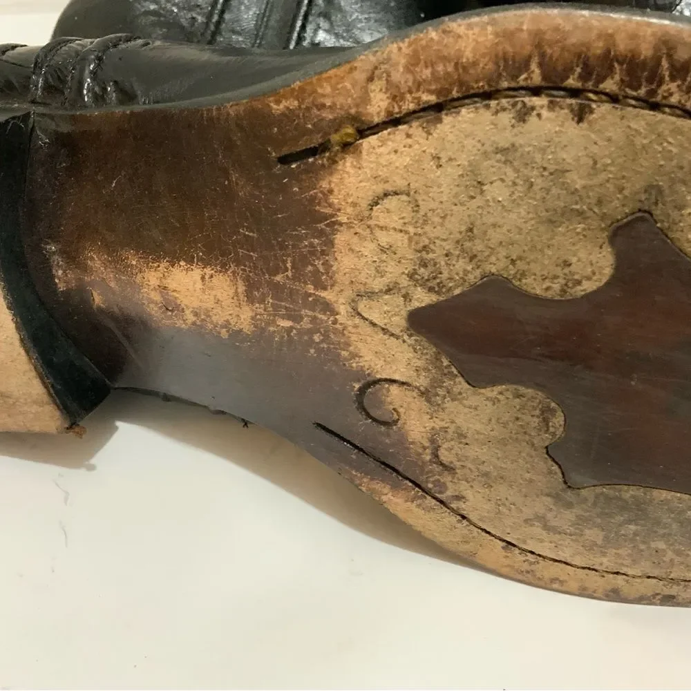 Belvedere Studio Men’s Boots Genuine Eel Skin Black Western Zip Size 13